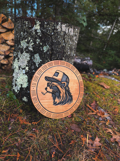 Raccoon Cribbage Board