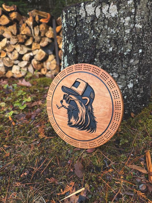 Raccoon Cribbage Board